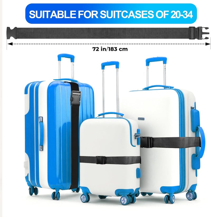 collwait Luggage Straps for Suitcases, Black - Premium Quality Polyester Material, TSA Approved, Adjustable & Versatile, Sturdy Buckle, 4 Pack - Ideal for Travelers - Image 3